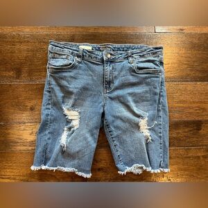KUT Sophie Bermuda Distressed Denim Shorts- size 10